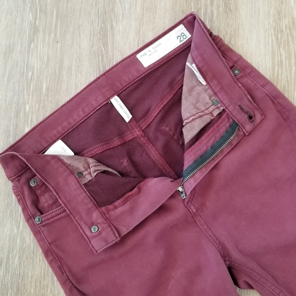 Rag & bone Women's High Rise Ankle Straight Leg Skinny Jeans  Burgundy Modal - Picture 8 of 15